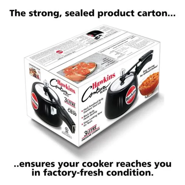 Hawkins Contura Hard Anodised Black Inner Lid Pressure Cooker - With Handle, CB30, 3 l-5.webp